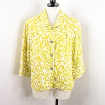 Charter Club Women&#39;s XL 100% Linen Yellow Knit Button-Up Loose Fit Blaze... - £12.55 GBP