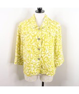 Charter Club Women&#39;s XL 100% Linen Yellow Knit Button-Up Loose Fit Blaze... - £12.67 GBP