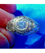 Earth mined Diamond Deco Engagement Ring Antique Filigree Solitaire 14k ... - €2.579,45 EUR