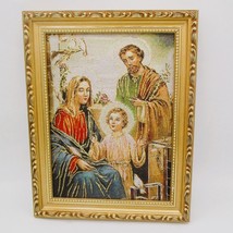 Framed Sacred Family Woven Tapestry Art With Gold Ornate Frame 12&quot;x10&quot; R... - $13.86