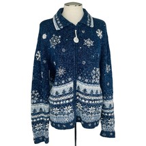 Vintage Tiara International Sweater Jacket Y2K Snowflake Winter Christmas 2003 - £33.62 GBP