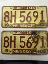 Match Number Set Pair 1962 8H5691 Minnesota Mn License Plate Tag Original Cond - £71.93 GBP