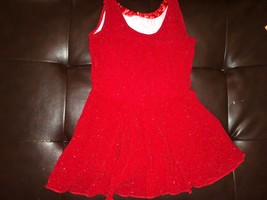 COSPLAY DANCE LITTLE SHORT RED DRESS TWIRLER CHEER UNIFORM COSTUME ADULT... - £22.52 GBP
