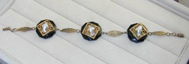 Gorgeous Art Deco Vintage Baby Teeth Faux Pearl Faceted Black Glass Bracelet - £136.68 GBP