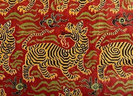 Clarence House Small Tibet Dragon Cinnabar Velvet Fabric Remnant 39&quot; Long X 51&quot;W - £177.77 GBP