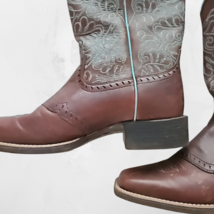 Arait Western Ladies Cowboy Boots Brown Turquoise Size 8 1/2 B 10019907 Preowned image 4