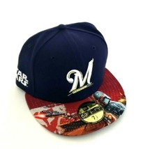 New Era Milwaukee Brewers 5950 Boba Fett Viza Print Fitted Hat Navy Size 7 1/2 - £25.63 GBP