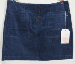 A Beautiful Soul Arula Blue Stretch Corduroy Button Front Mini Skirt Plu... - £22.99 GBP