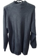 Bobbie Brooks Black Tunic Sweater Womens M Pullover Waffle Stitch Tags Y2K - $22.91