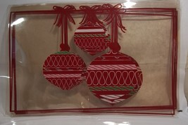 clear Christmas Placemats with red hanging bulb Ornament design Set of 6 - $9.99