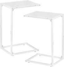 C Shaped End Table Set Of 2, Snack Side Table, C Tables For Couch, Couch, White - $46.99