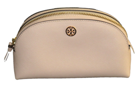 Tory Burch Saffiano Leather Small York Cosmetic Case Zip Bag Pale Pink - £79.67 GBP