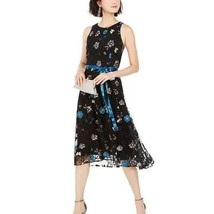 Tahari Womens 10 Black Floral Sleeveless Midi Dress MISSING BELT NWT CA74 - $63.69