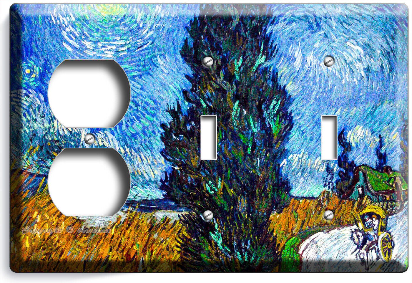 VAN GOGH PROVIDENCE COUNTRY ROAD BY NIGHT LIGHTSWITCH OUTLET WALL PLATE ROOM ART Item image 11