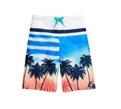 Laguna Big Boys S 8 Blue Combo Palm Tree Print Swimsuit Swim Trunks NWT - £10.71 GBP