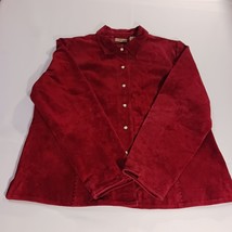 Ruff Hewn Women's XL Red Suede Genuine Leather Jacket Collared Pearl Snap Button image 12