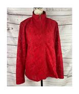 Toni Morgan Zip Up Jacket Women M Long Sleeve Stretch Red Cutout Lightwe... - $22.50