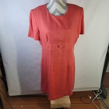 Talbots Linen USA Made SS Dress Coral Size 14 Vintage Inspired - $28.87