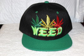 Weed Marijuana Leaf Leaves Pot Cannabis Flat Bill Snapback Baseball Cap Hat #4 - £10.62 GBP
