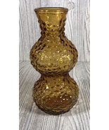 Vintage Rossini Italian Amber Glass Bubble Hourglass Vase Bottle 7.5&quot; EU... - £32.87 GBP