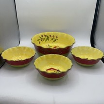 Temptations by Tara Cucina Salad/Pasta 4pc Bowl Set Scalloped Olives/Che... - $27.23