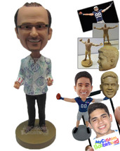 Personalized Bobblehead Gentleman Wearing A Shirt And Jeans With Casual Shoes -  - £71.55 GBP