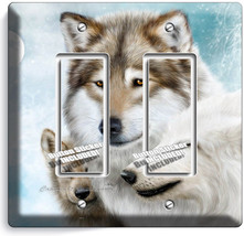 Wild Gray Wolf Family Winter 2GFCI Switch Outlet Wall Plate Cover Room Art Decor - £10.38 GBP
