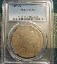 1922-D PEACE Silver Dollar — PCGS PO01 — LOW BALL  PO 01 POOR  $1 - $485.00