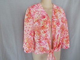 Hippie Rose top open tie  kimono cardigan Small pink tropical short sleeves New - £15.62 GBP