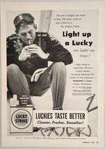 1956 Print Ad Lucky Strike Cigarettes Man Smokes Luckies Snow Skiing - £15.16 GBP