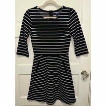 Gap Factory Dress Size XS Ponte Knit Black White Stripe Pockets - $14.82