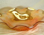 Iris Iridescent Jeannette Ruffled Fruit Bowl Carnival Glass Floral Gold - $39.59