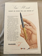 Parker Fountain 51 Pen Ad Advertisement 1940s 1945 Art Color Artwork - $18.49