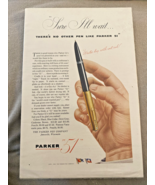 Parker Fountain 51 Pen Ad Advertisement 1940s 1945 Art Color Artwork - €15,71 EUR
