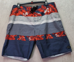 RIP CURL Board Short Mens Size 32 Gray Multi Striped Slash Pockets Drawstring - £13.80 GBP