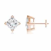 ANGARA Princess-Cut Lab-Grown Diamond Stud Earrings in 14K Gold (6.5mm, 3.33 Ct) - £3,612.57 GBP