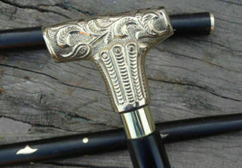 Designer Brass Handle Vintage Antique Style Victorian Cane Wooden Walking Stick - £39.88 GBP