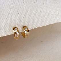 18k Gold Filled Huggie CZ Hoop Earrings For Wholesale And Jewelry Supplies - £6.31 GBP