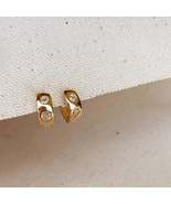 18k Gold Filled Huggie CZ Hoop Earrings For Wholesale And Jewelry Supplies - £6.21 GBP