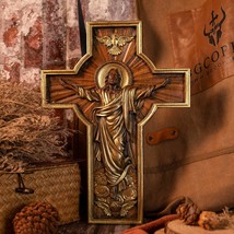 Ascension Cross Wood Carving - Religious Icons Wall Hanging - $49.00+