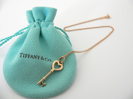 Tiffany &amp; Co 18K Yellow Gold Heart Key Necklace Pendant Chain Gift Pouch Love - £1,422.13 GBP