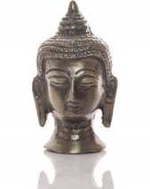 Lord Buddha Head Brass Idol Sculpture Statue  Meditating 10 cm (Metal, Beige) - £23.67 GBP