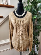 Kasper Women&#39;s Brown Cotton Top &amp; Long Sleeves Ruffled Cardigan Sweater Size 3X - £19.91 GBP