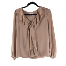Forever 21 Love21 Womens Blouse Top Ruffle V Neck Long Sleeve Brown XS - £3.94 GBP