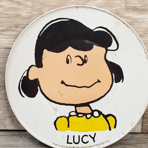 LUCY Yellow Shirt Rare Peanuts Charlie Brown  Tin Dish from 1950 - $14.85