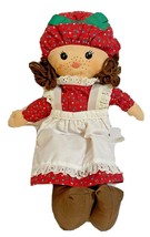 Vintage Hallmark 1982 Plush Christmas Doll with Apron Red Dress 17 Inches - $19.53