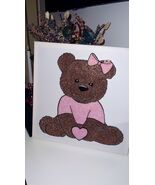 Handmade Cute Teddy Bear Diamond Painting – Pink &amp; Brown Sparkly Wall Decor - $190.00