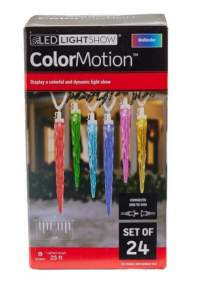 Gemmy ColorMotion Multi-Color LED Icicle Christmas Light Set, 24-Lights ... - $47.02