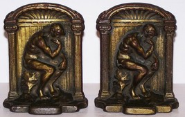 Pair Of Neoclassical Greek The Thinker Thinking Man Cast IRON/METAL Bookends - £31.80 GBP
