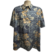 MissLook Mens Blue Hawaiian Aloha Floral Button Up Pullover Shirt 2XL Stretch - £31.64 GBP